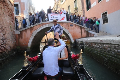 Demande en mariage à Venise sur une gondole